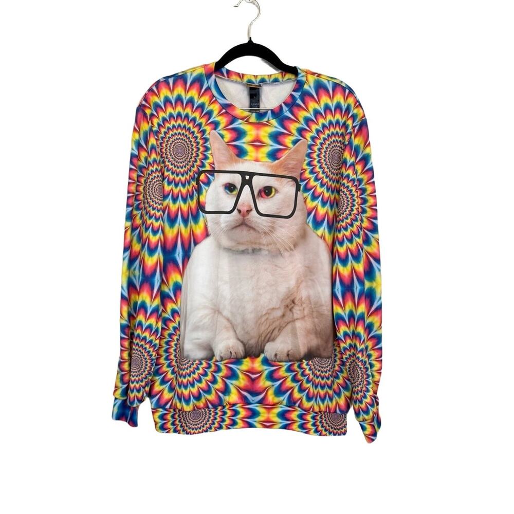 Mr Gugu & Miss Go Psychedelic Cat Sweatshirt Large